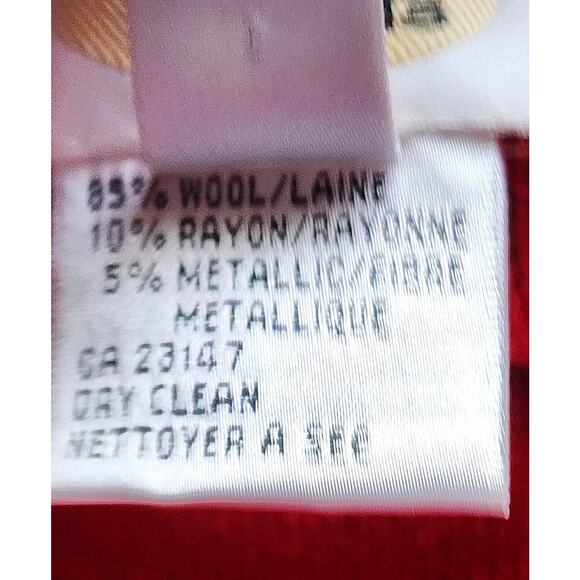 Top/Knit-Talbots-Red Gold Metallic-Wool Blend-Turtleneck-Short Sleeves-Size LRG - Picture 5 of 11